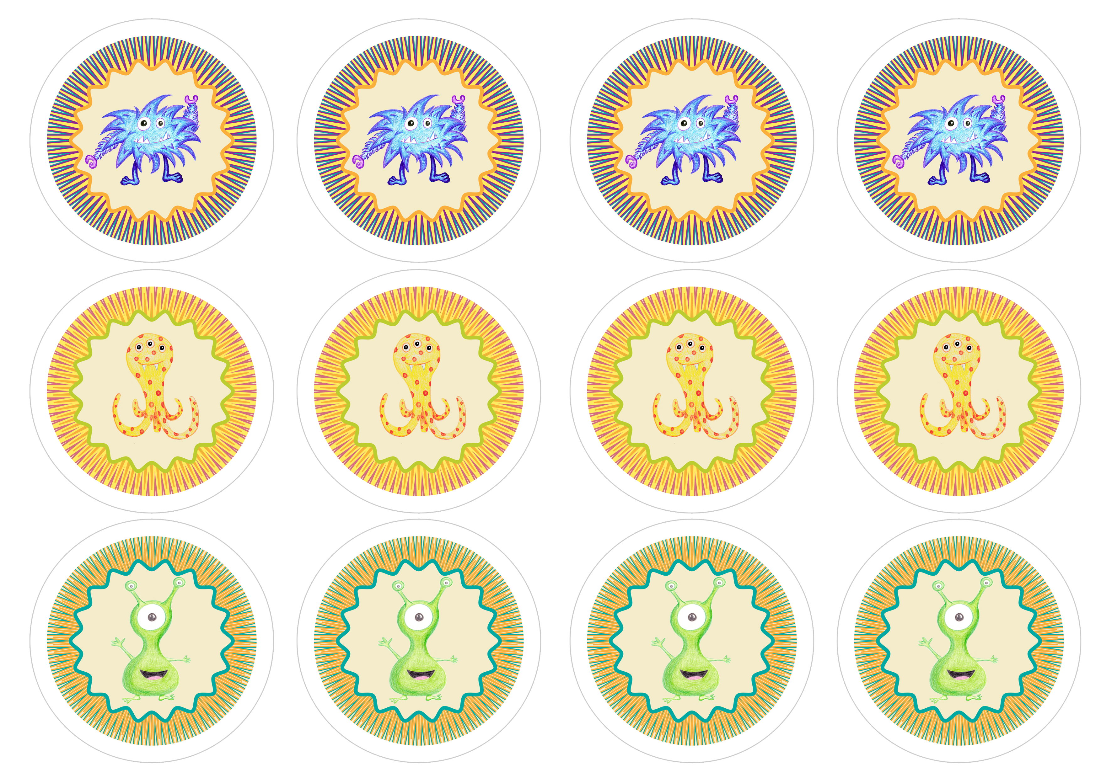 Monster cupcake toppers